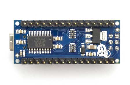 Picture of the Arduino with exposed circuitry