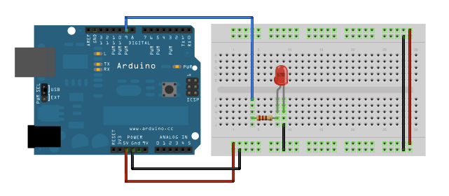 Arduino - Fade blinking led ckt diagram 