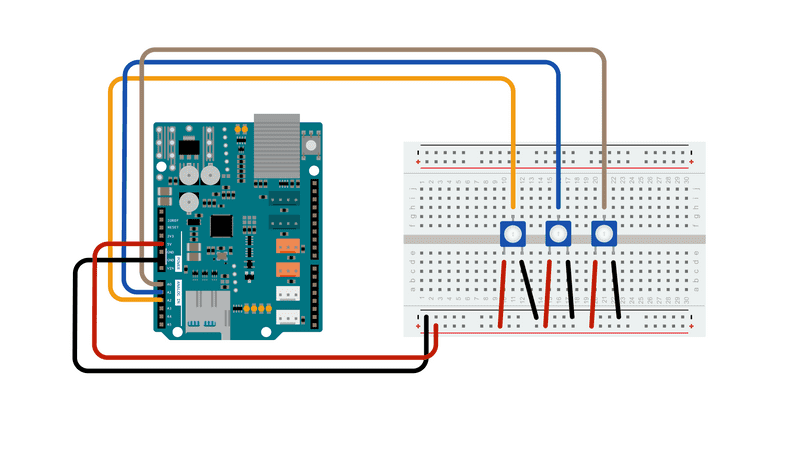 Datalogger circuit with three potentiometers